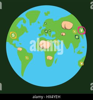 place on the planet, indicate state of economy Stock Vector