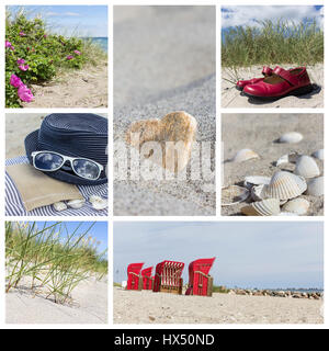 Collage with beach subjects Stock Photo