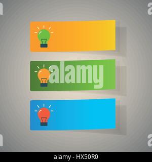 Set of simple icons flat color light bulbs Stock Vector