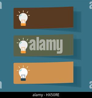 Set of simple icons flat color light bulbs Stock Vector