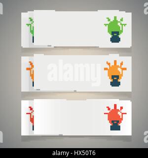 Set of simple icons flat color light bulbs Stock Vector