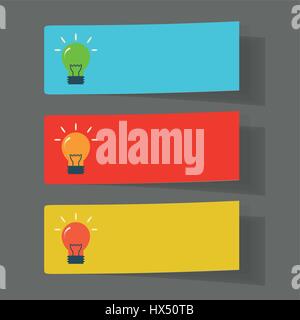 Set of simple icons flat color light bulbs Stock Vector