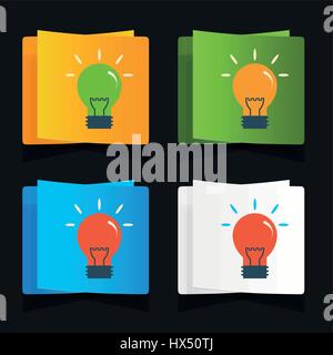 Set of simple icons flat color light bulbs Stock Vector