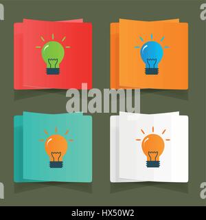 Set of simple icons flat color light bulbs Stock Vector