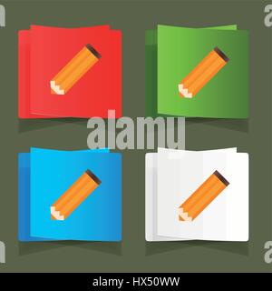 Set of simple icons pencil orange eps Stock Vector