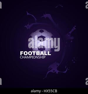 Bright background soccer ball in the center with abstract elements, the text informing about the championship Stock Vector