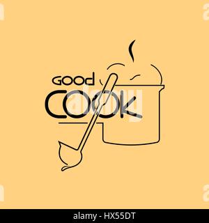 Icon good cook, a good cook logo, emblem of the line chef. Stock Vector