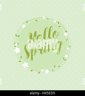 Hello Spring. Circular Floral Wreaths With Leaves. Vector illustration. Stock Vector