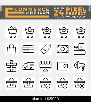Set of E-commerce and Online Shopping Icons Base on 24 Pixel Grids. This icons created on pixel perfect workflow. Vector illustration Stock Vector