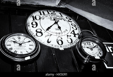 Three Antique Clocks Stock Photo