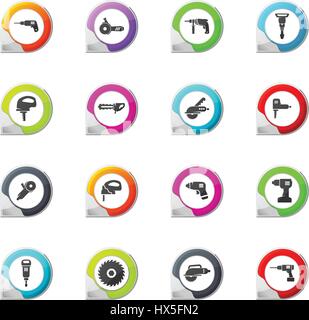 Power tools pointer on the color icons for your design Stock Vector