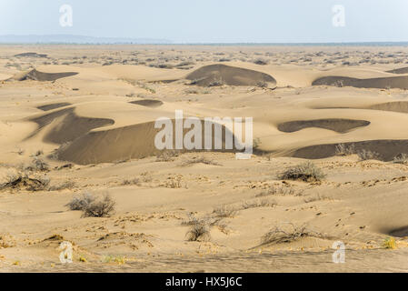 Barchan dunes on Maranjab Desert located in Aran va bidgol County in Iran Stock Photo