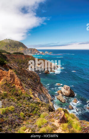 Beautiful View of the California Coastline along State Road 1. Stock Photo