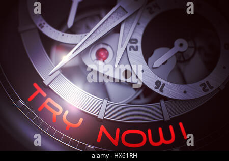 Try Now on Old Wrist Watch Mechanism. 3D. Stock Photo