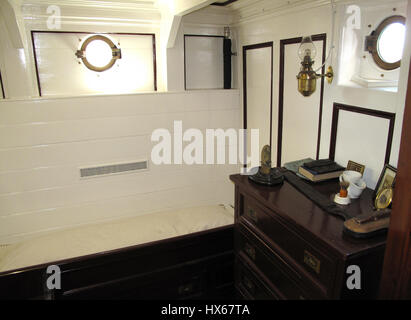 The interior of the captain cabin in  an old sail vessel Stock Photo