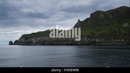 Gough Island part of Prince Edward Islands on a rare clear and calm day. Stock Photo