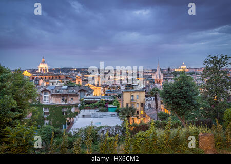 View of Rome from Pincian Hill at night - Rome, Italy Stock Photo