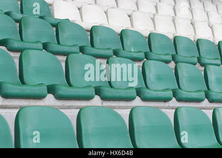 empty rows of seats in stadium Stock Photo