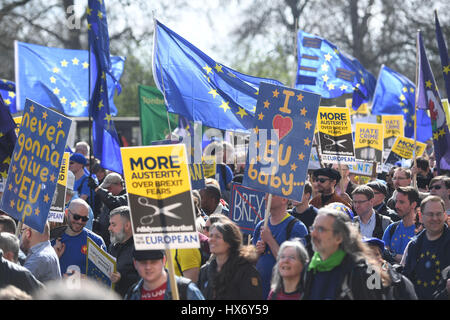 Pro-EU protesters take part in a March for Europe rally against Brexit in central London. Stock Photo