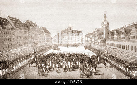 The monarchs and generals at the market place in Leipzig on 19.10.1813, Battle of the Nations, German Wars of Liberation Stock Photo