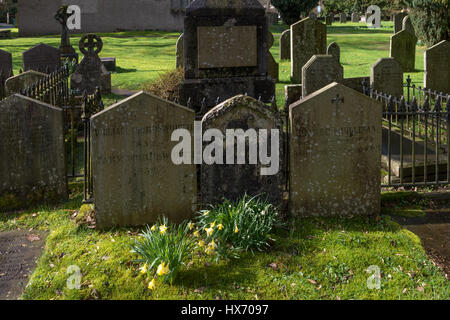 William Wordsworth's grave at St.Oswald's Church in Grasmere Stock Photo