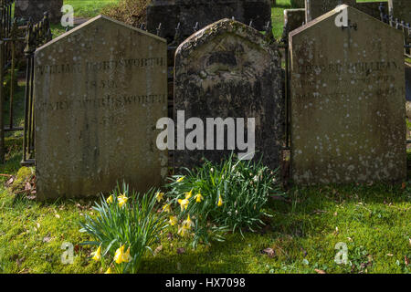 William Wordsworth's grave at St.Oswald's Church in Grasmere Stock Photo