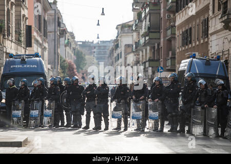 ROME - ITALY MARCH 25, 2017 Protests and clashes against the European Union in Rome March 25, 2017 Stock Photo