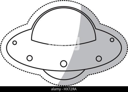 UFO spaceship fly image outline Stock Vector