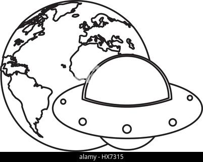 earth world UFO image outline Stock Vector