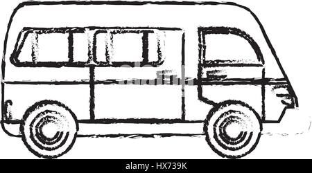 van vehicle transport classic sketch Stock Vector
