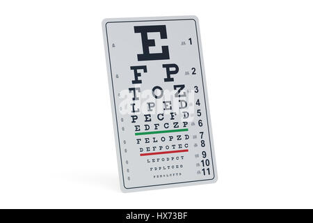 Eye Test Chart, 3D rendering isolated on white background Stock Photo