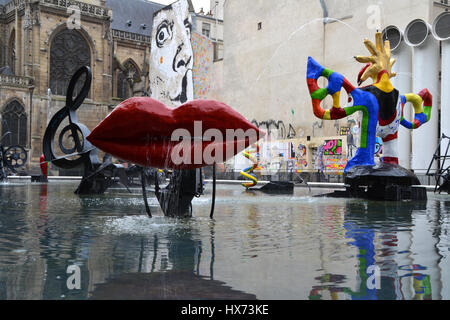 Stravinsky Fountain in Paris, France Stock Photo