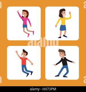 cartoon man and woman dancing happy Stock Vector