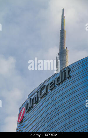 Unicredit Tower Corporate Building Made from Glass and Steel Stock Photo
