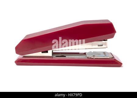 Stapler. Red stapler isolated on white Stock Photo