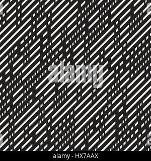 Black and White Irregular Dashed Lines Pattern. Abstract Vector Seamless Background Stock Vector