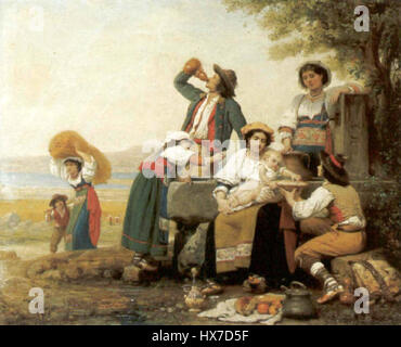 Lunch of a neapolitan peasant family   Celestin Joseph Blanc (1818 E28093 1888, French) Stock Photo