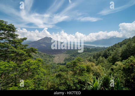 view of Mount Batur, volcano in Bali Ubud, Indonesia Stock Photo