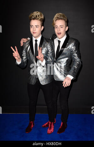 Celebs attend the Universal Music label hosts annual party following the BRIT Awards.  Featuring: Jedward Where: London, United Kingdom When: 22 Feb 2017 Stock Photo