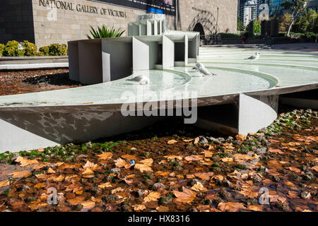 Fountain and moat outside National Gallery of Victoria, Melbourne Stock Photo