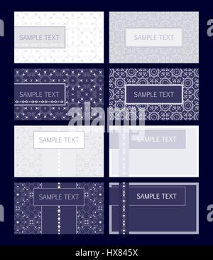 Set vintage business cards in the light and dark variants in ethnic style. Vector. Template. Stock Vector