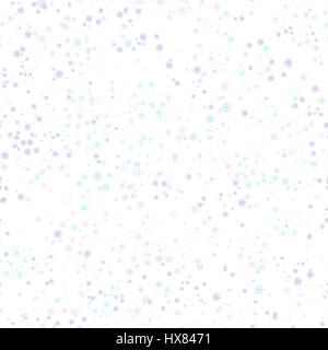 Seamless winter pattern of different snowflakes various delicate flowers on a white background. Festive wrapping paper. Vector illustration. Stock Vector
