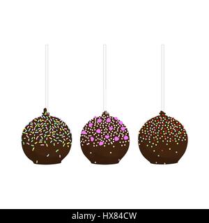 Set of isolated flat cake pop. Cupcakes round shape on a stick. Hand drawn vector illustration. Stock Vector