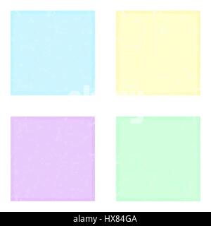 Set of stickers for notes isolated pastel shades with texture of the spots and the frame. Vector illustration Stock Vector