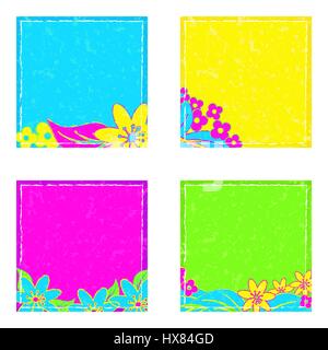 Bright isolated stickers in neon-style entries. Stickers with the texture of the spots and the frame. Vector illustration Stock Vector