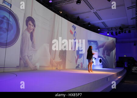 Berlin, Germany, September 4th, 2014: Samsung presents recent devices at IFA Consumer Electronics Unlimited. Stock Photo