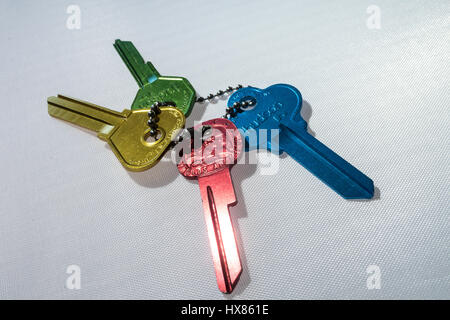 Colorful Keys on White Background Stock Photo