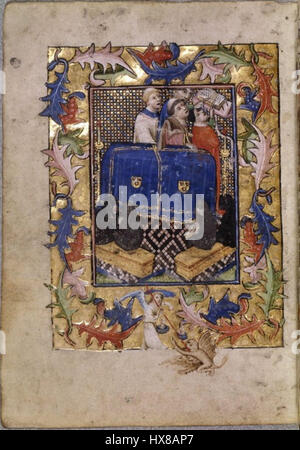 The *Office des Morts* from the *Heures de Jean sans Peur* (Book of Hours) is a medieval manuscript created for Duke Jean sans Peur of Burgundy. This illuminated page (f204v) features elaborate religious iconography, a detailed calendar, and a prayer office dedicated to the dead, representing the medieval devotion to death and the afterlife. Stock Photo