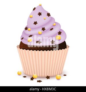 Chocolate cupcake with decorate Stock Vector