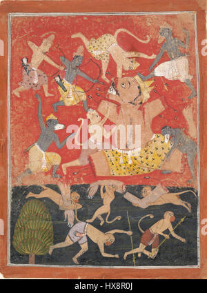 The Demon Kumbhakarna Is Defeated by Rama and Lakshmana 1 Stock Photo